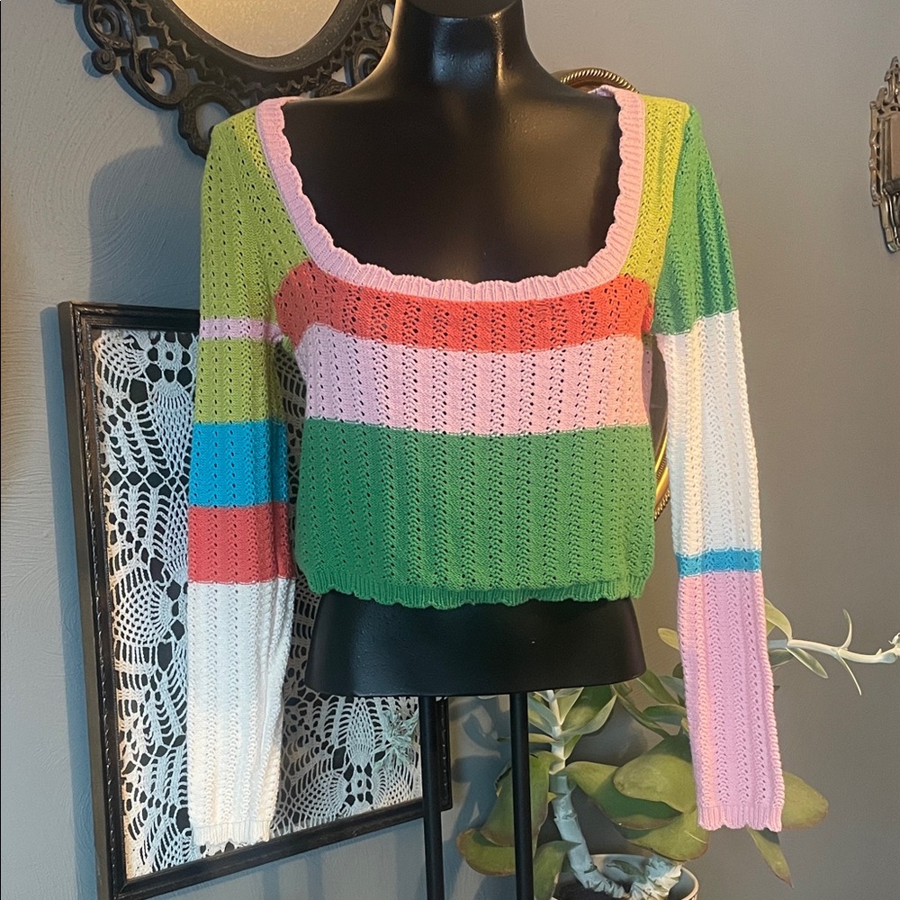 La Hearts Multicolor Knit Crop Top